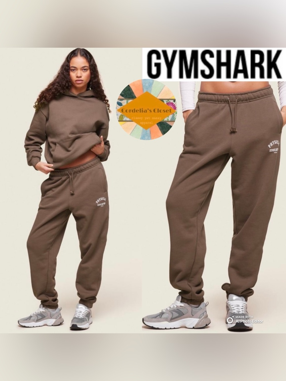 GYMSHARK Physical Education Logo Sweat Joggers in Penny Brown size XXL